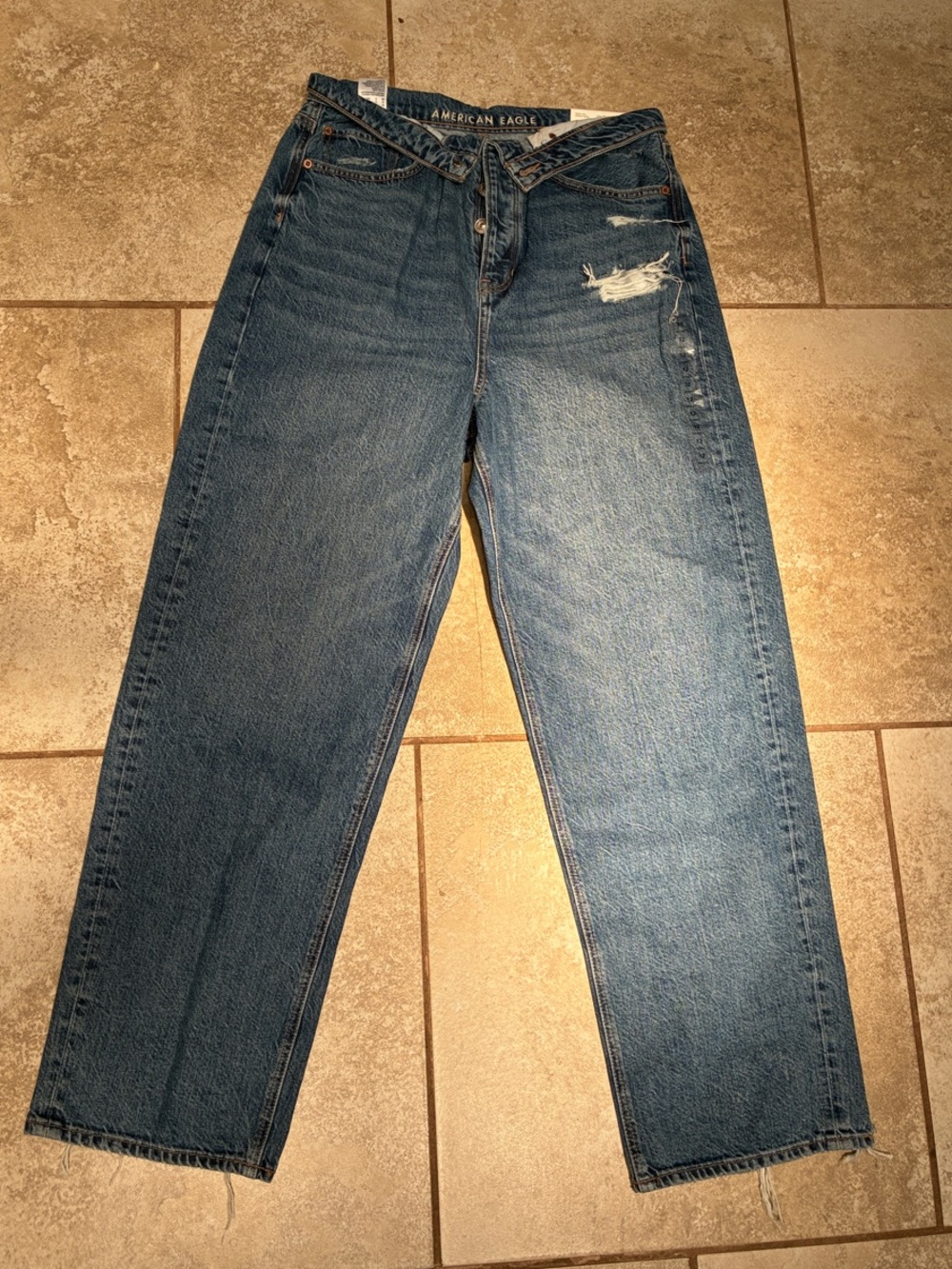 American Eagle Outfitters Medium Blue Distressed Boyfriend Jeans